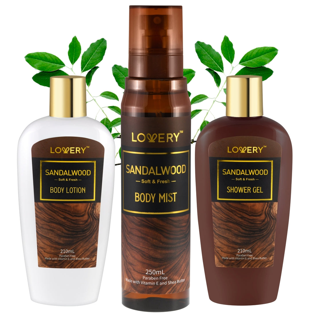 Sandalwood Body Care Set - 3Pc Bath Travel Kit