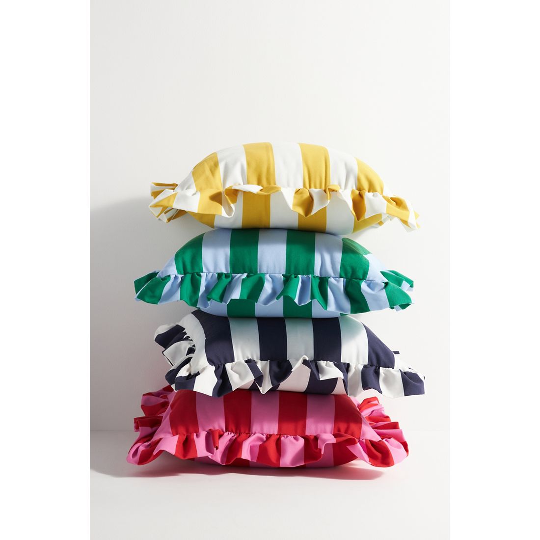 Striped Ruffle Indoor/Outdoor Pillow by Maeve by Anthropologie