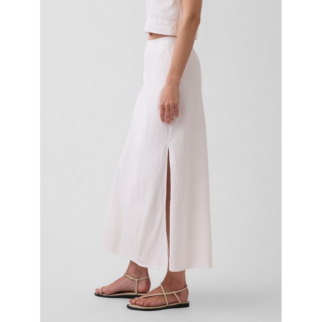 Women's Linen-Blend Maxi Slip Skirt