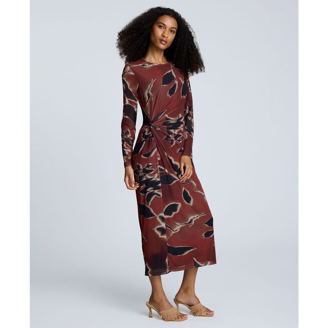 Kenneth Cole Women's Knot-Front Long-Sleeve Maxi Dress