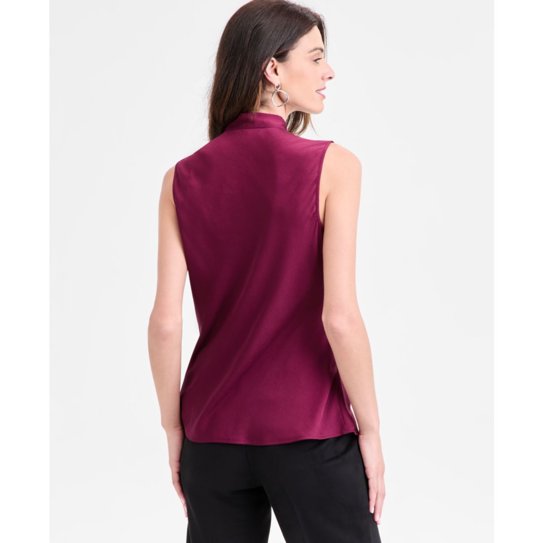 Kasper Tie-Neck Sleeveless Blouse
