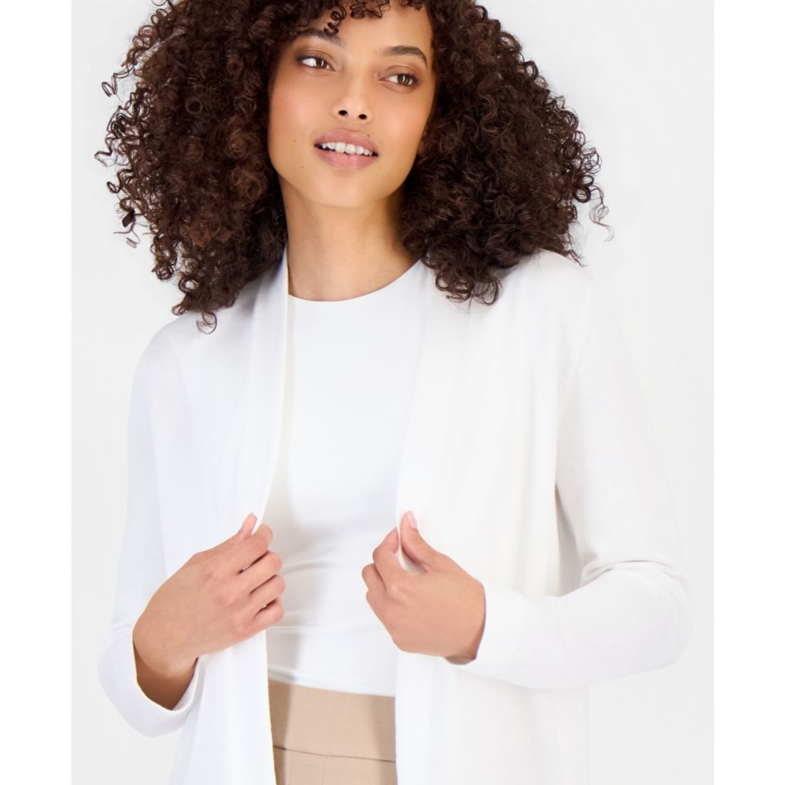 Anne Klein Essentials Petite Chatham Open-Front Cardigan