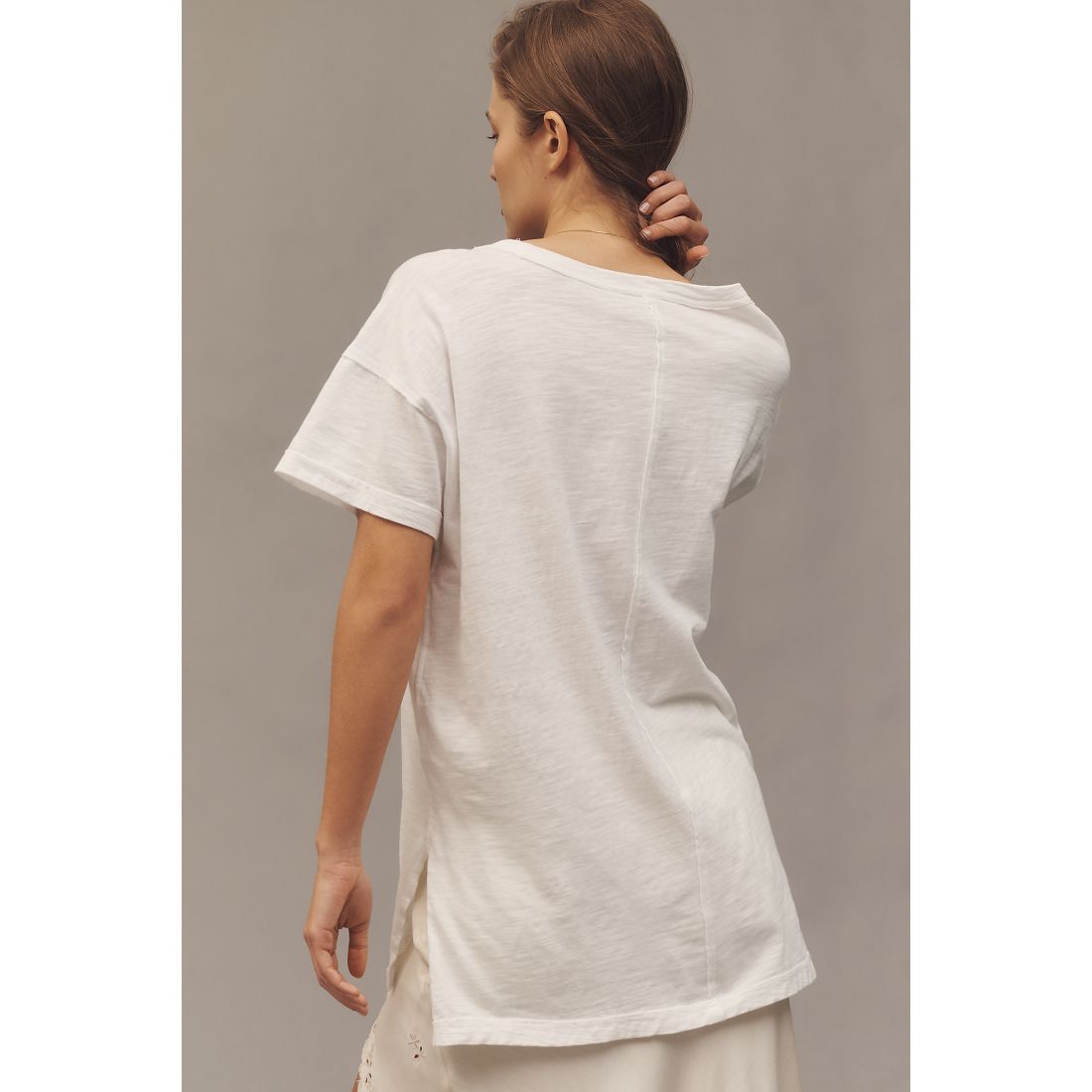 The Jordyn Plus Cotton-Slub V-Neck T-Shirt by Pilcro