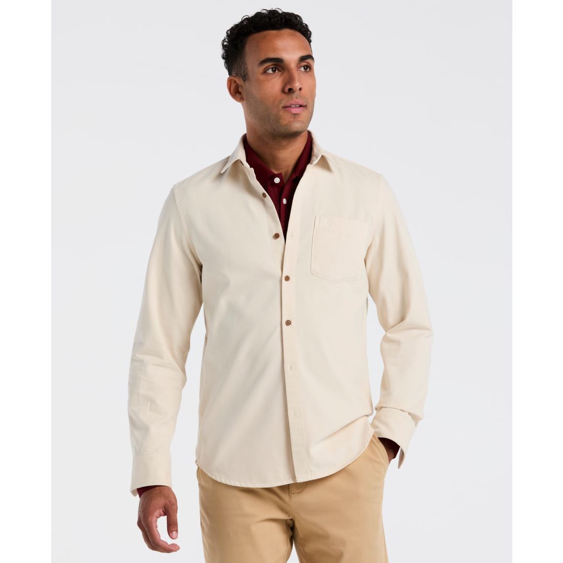 Original Penguin Men's Long Sleeve Garment Dyed Solid Shirt