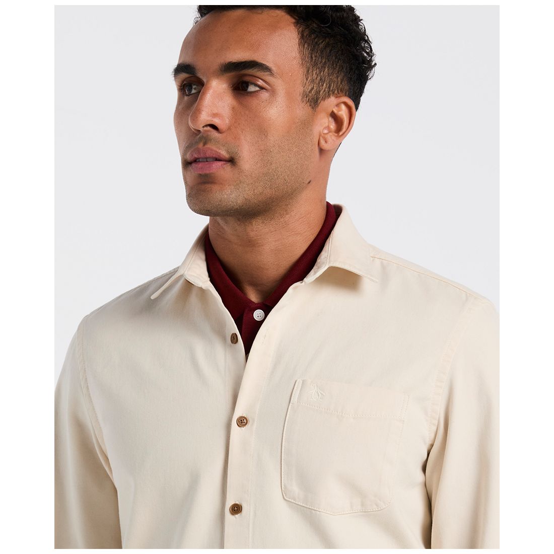 Original Penguin Men's Long Sleeve Garment Dyed Solid Shirt