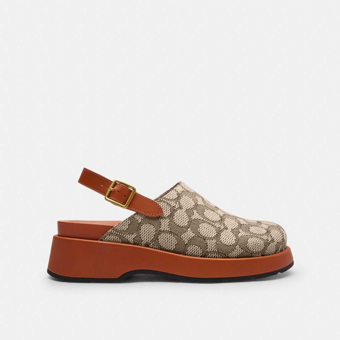 Coach Sculpted C Platform Clog In Signature Textile Jacquard