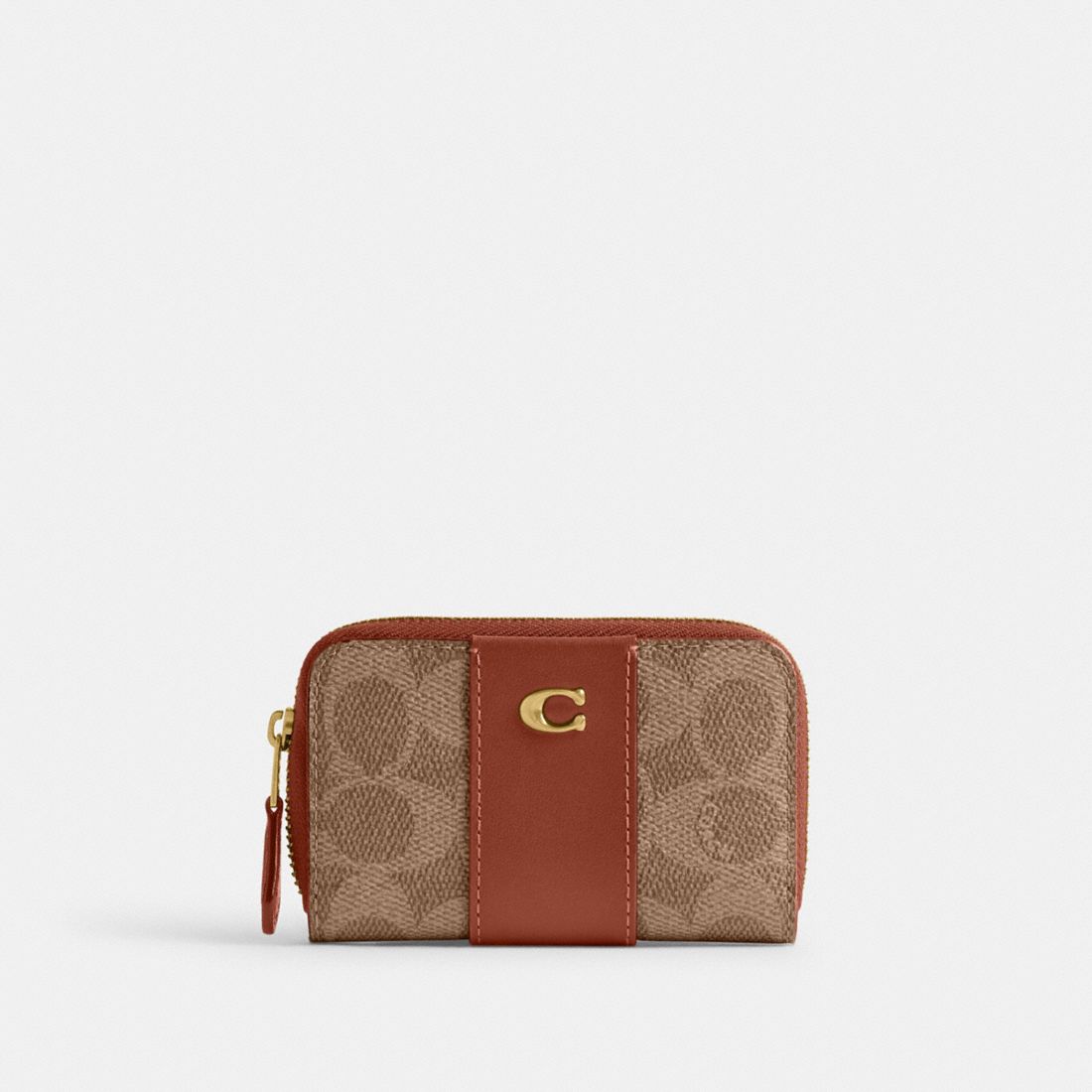 Coach Essential Small Zip Around Card Case In Signature Canvas