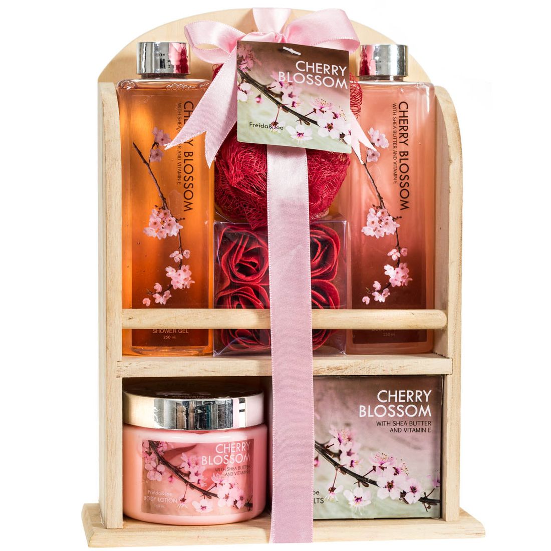 Cherry Blossom Spa Gift Set in Wood Curio