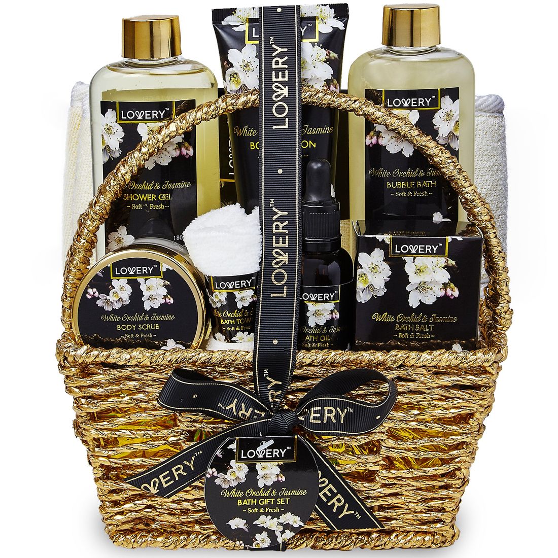 Lovery Bath & Body Gift - Orchid & Jasmine - Body Scrubs, Lotions & More - 9pc
