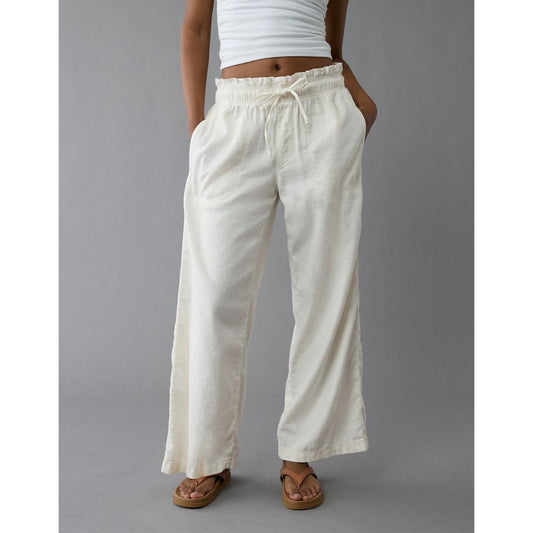 AE Dreamy Drape Linen-Blend Pull-On Pant