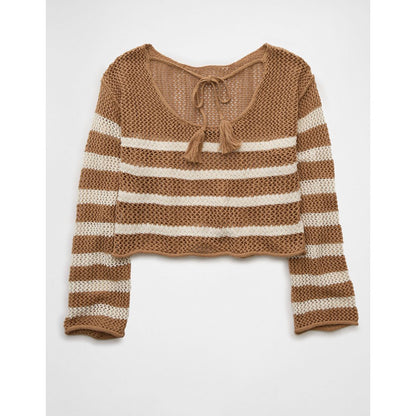 AE Off The Shoulder Crochet Sweater
