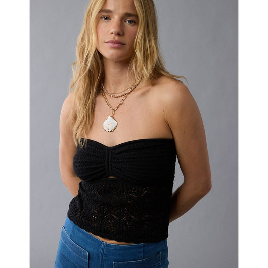 AE Cropped Crochet Tube Top
