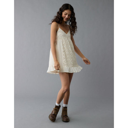 AE V-Neck Eyelet Embroidered Mini Dress