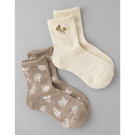 AE Daisies Cropped Crew Socks 2-Pack