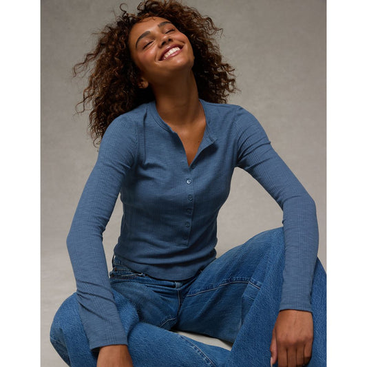 AE Long Sleeve Henley T-Shirt
