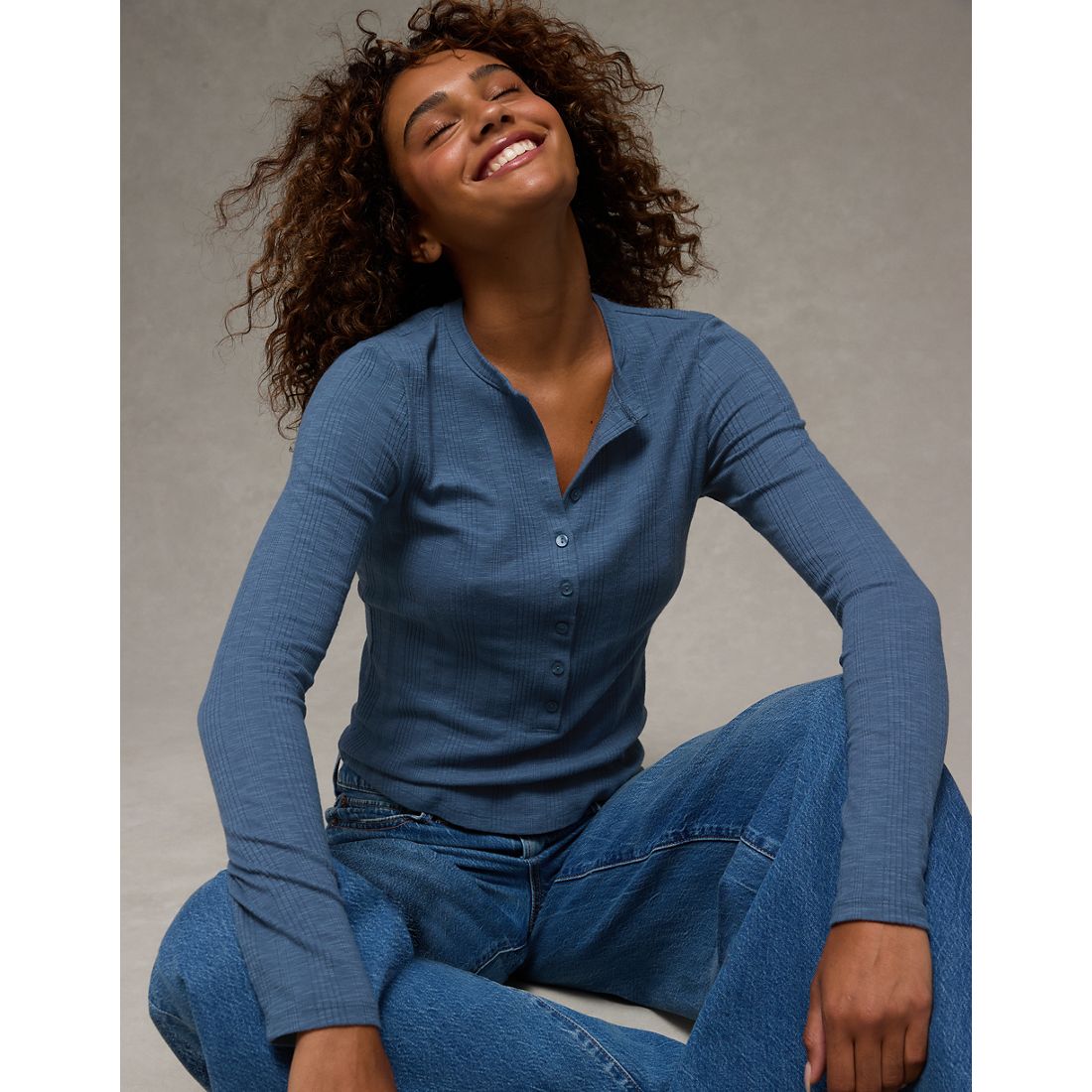 AE Long Sleeve Henley T-Shirt