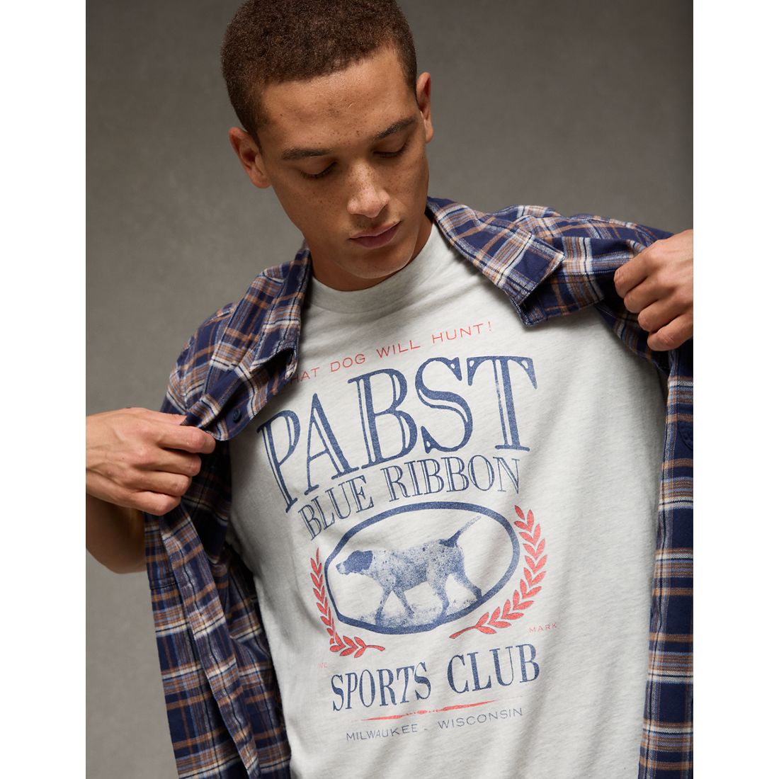 AE Boxy Pabst Blue Ribbon Graphic T-Shirt