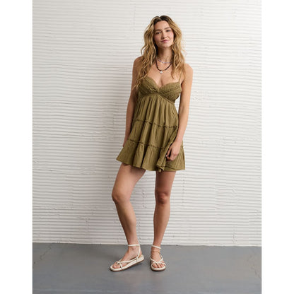 AE V-Neck Tiered Babydoll Mini Dress