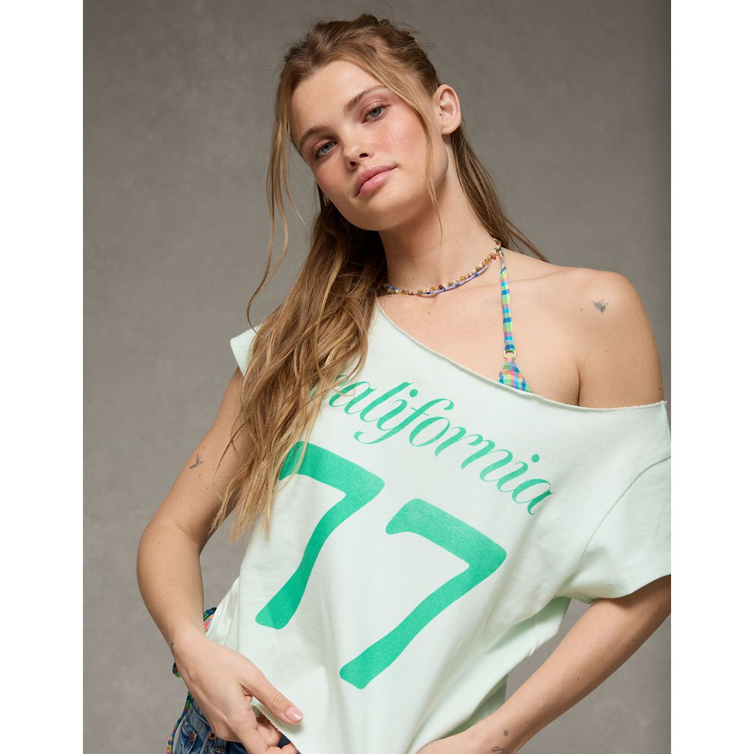 AE Off-the-Shoulder Graphic T-Shirt