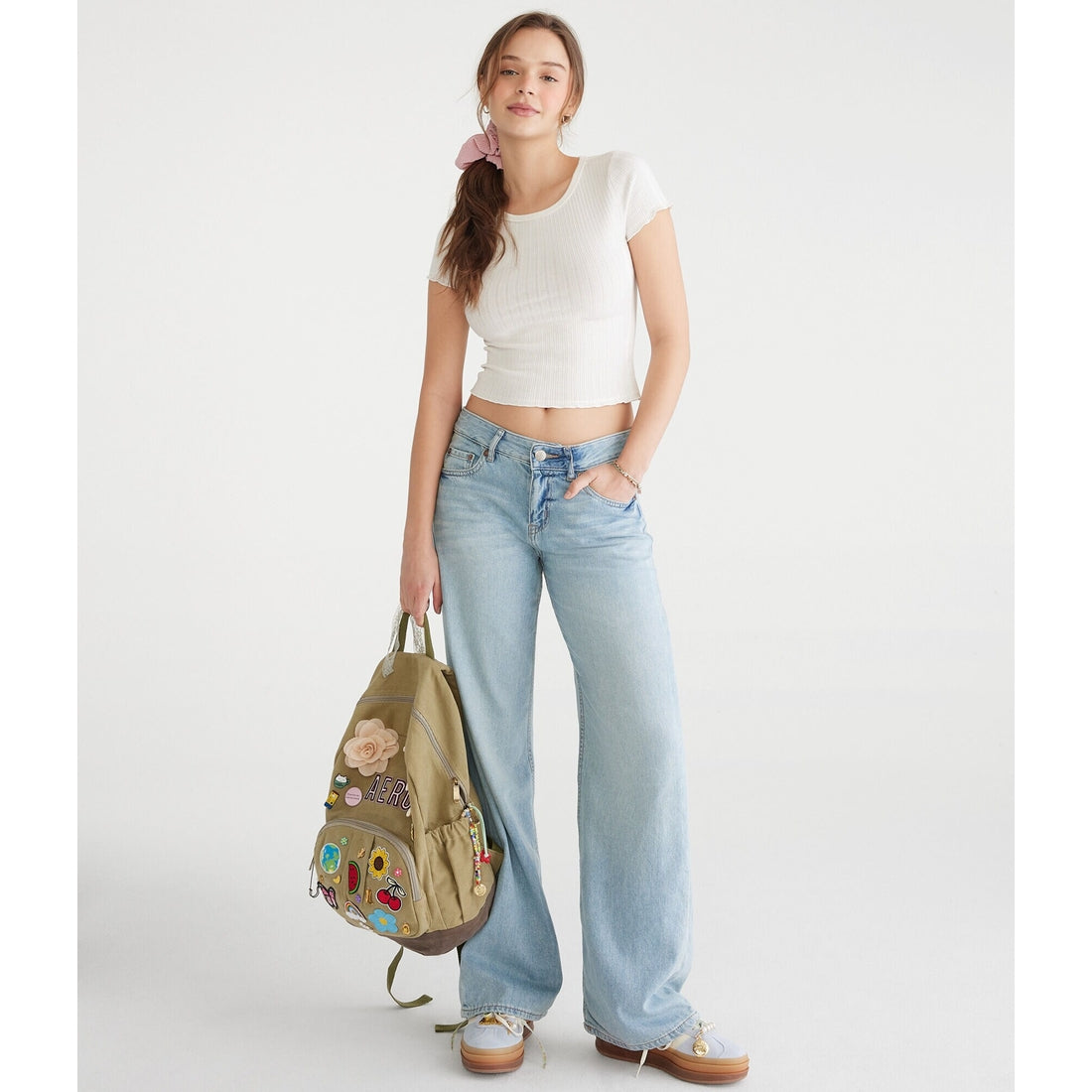 Aeropostale Womens' Low-Rise Baggy Wide Leg Jean