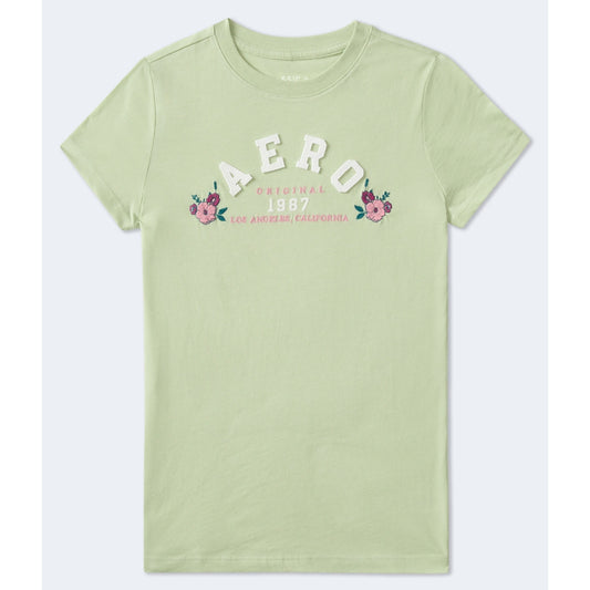 Aeropostale Womens' Arch Floral Applique Graphic Tee