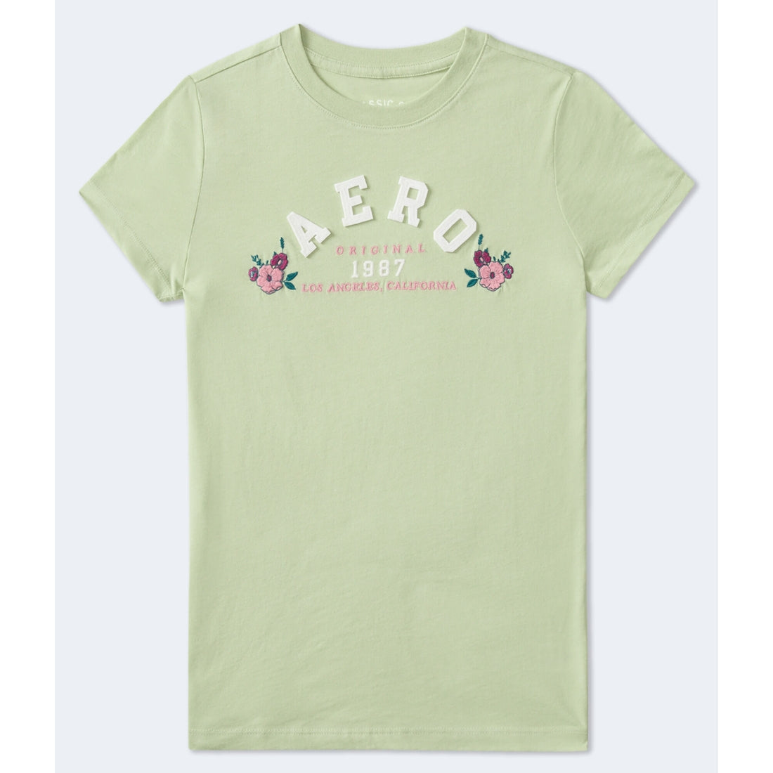 Aeropostale Womens' Arch Floral Applique Graphic Tee
