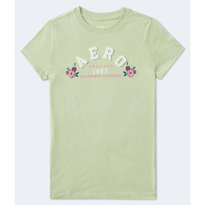 Aeropostale Womens' Arch Floral Applique Graphic Tee