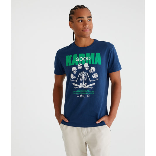 Aeropostale Mens' Good Karma Skeleton Graphic Tee