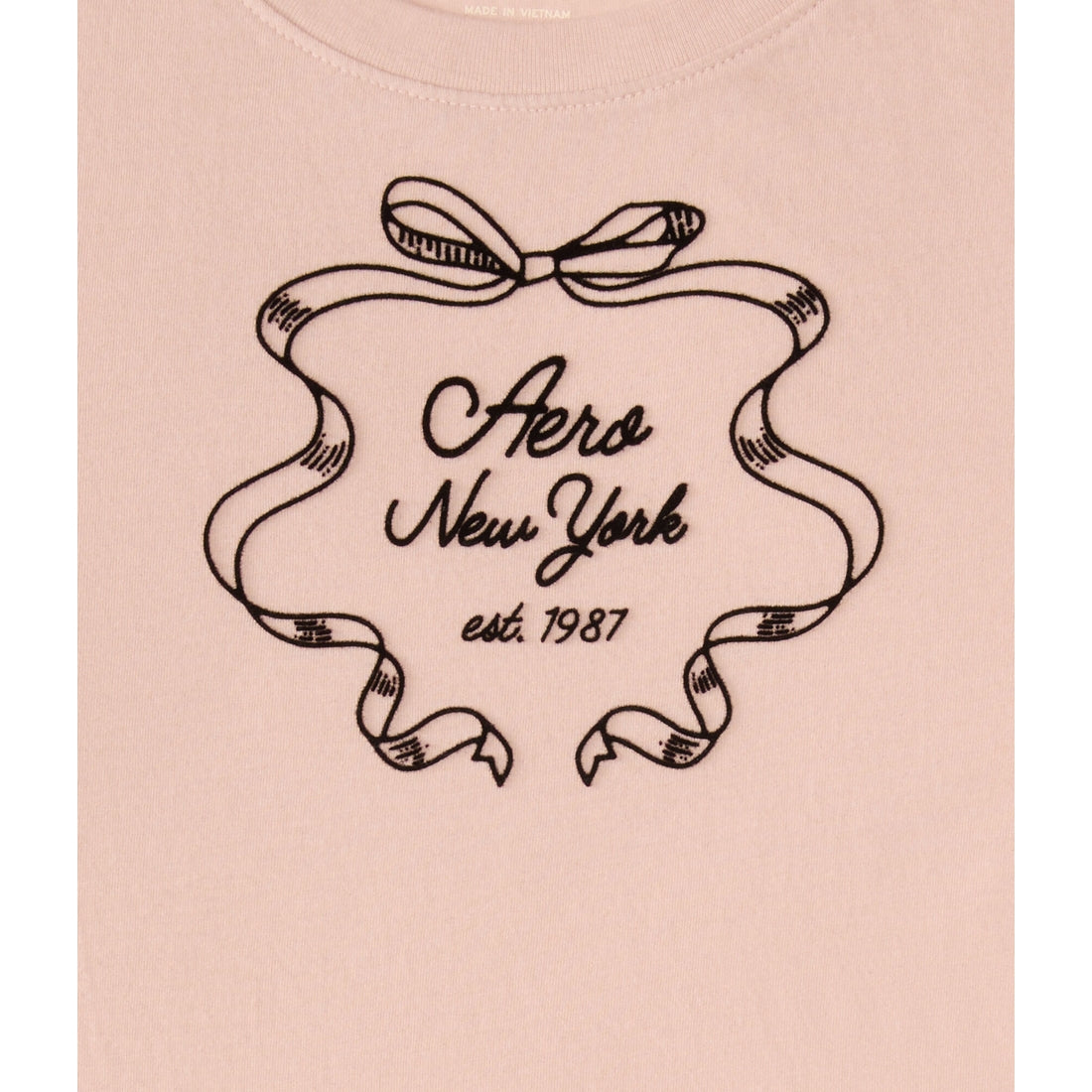 Aeropostale Womens' New York Ribbon Flocked Graphic Tee