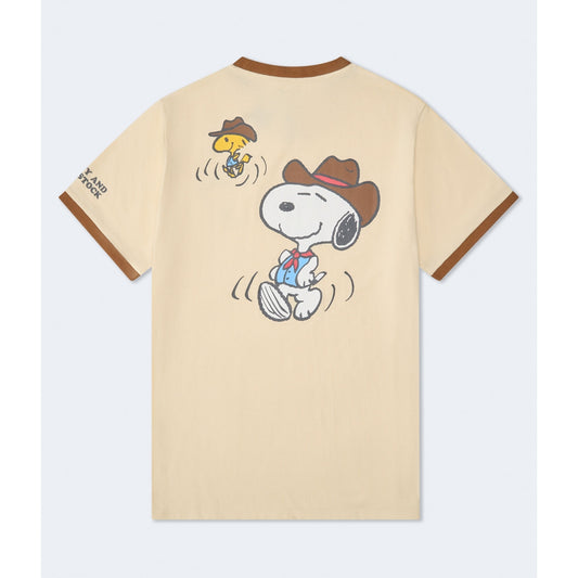 Aeropostale Mens' Western Snoopy & Woodstock Relaxed Ringer Graphic Tee