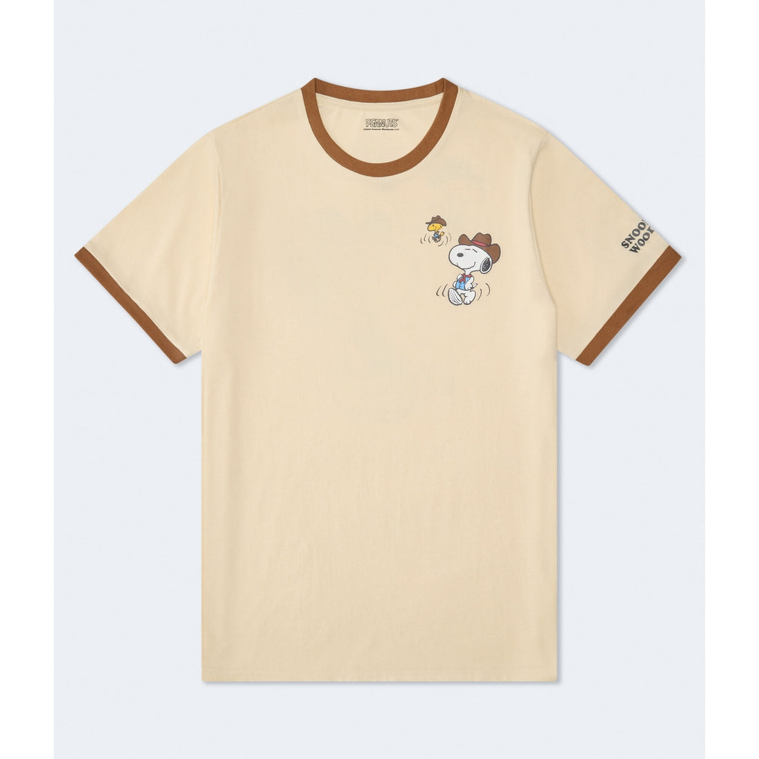 Aeropostale Mens' Western Snoopy & Woodstock Relaxed Ringer Graphic Tee