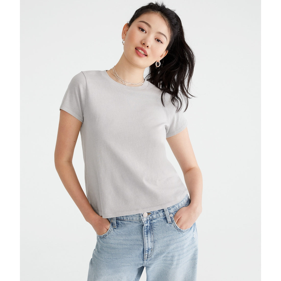 Aeropostale Womens' Washed Vintage Fit Crew Tee