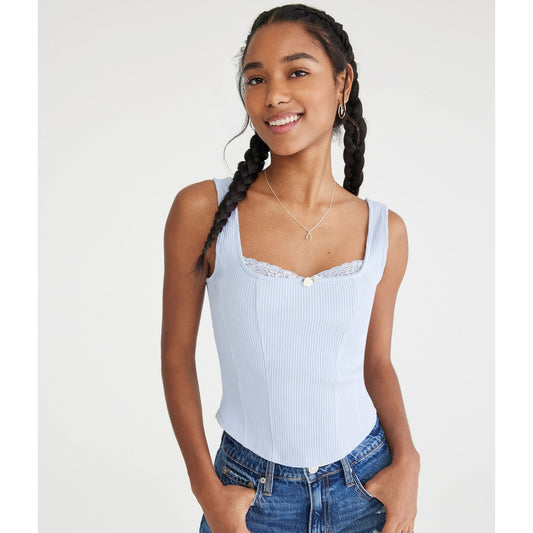 Aeropostale Womens' Solid Square-Neck Corset Tank