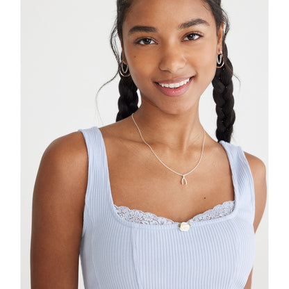 Aeropostale Womens' Solid Square-Neck Corset Tank