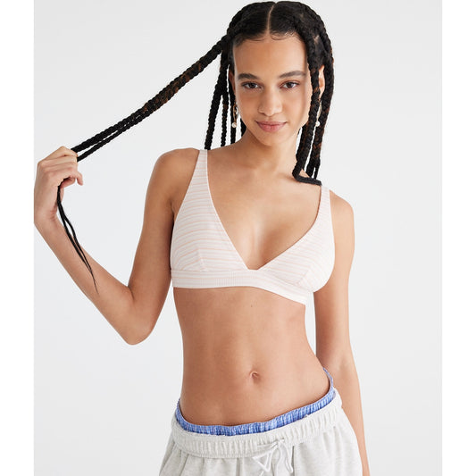 Aeropostale Womens' Multi Stripe Ribbed Plunge Triangle Bra