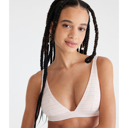 Aeropostale Womens' Multi Stripe Ribbed Plunge Triangle Bra