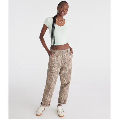 Aeropostale Womens' Seriously Soft Ribbed V-Neck Baby Tee