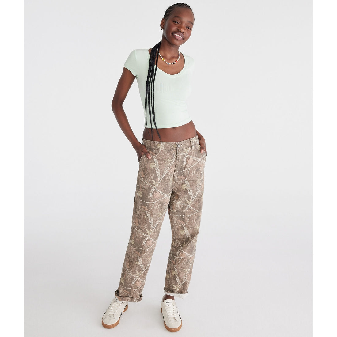 Aeropostale Womens' Seriously Soft Ribbed V-Neck Baby Tee