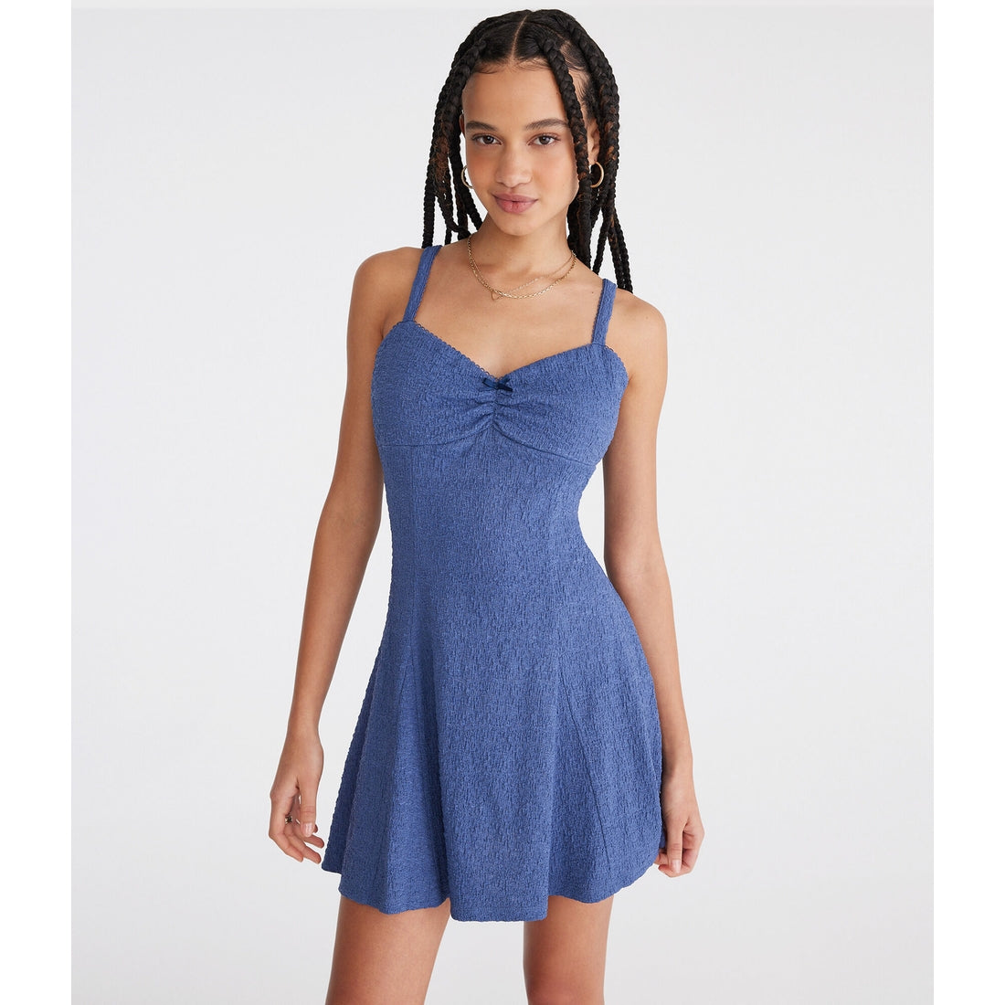 Aeropostale Womens' Solid Sweetheart Textured Mini Dress
