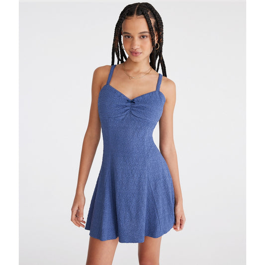 Aeropostale Womens' Solid Sweetheart Textured Mini Dress