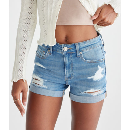 Premium Seriously Stretchy High-Rise Denim Midi Shorts