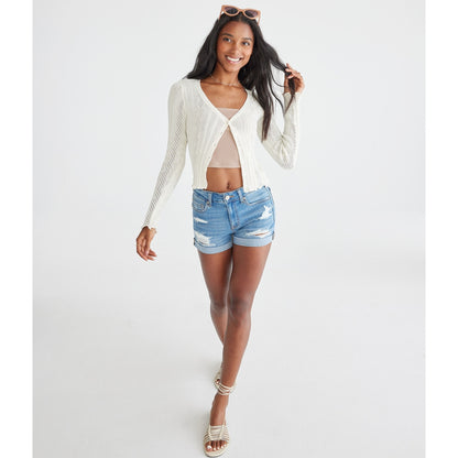 Premium Seriously Stretchy High-Rise Denim Midi Shorts