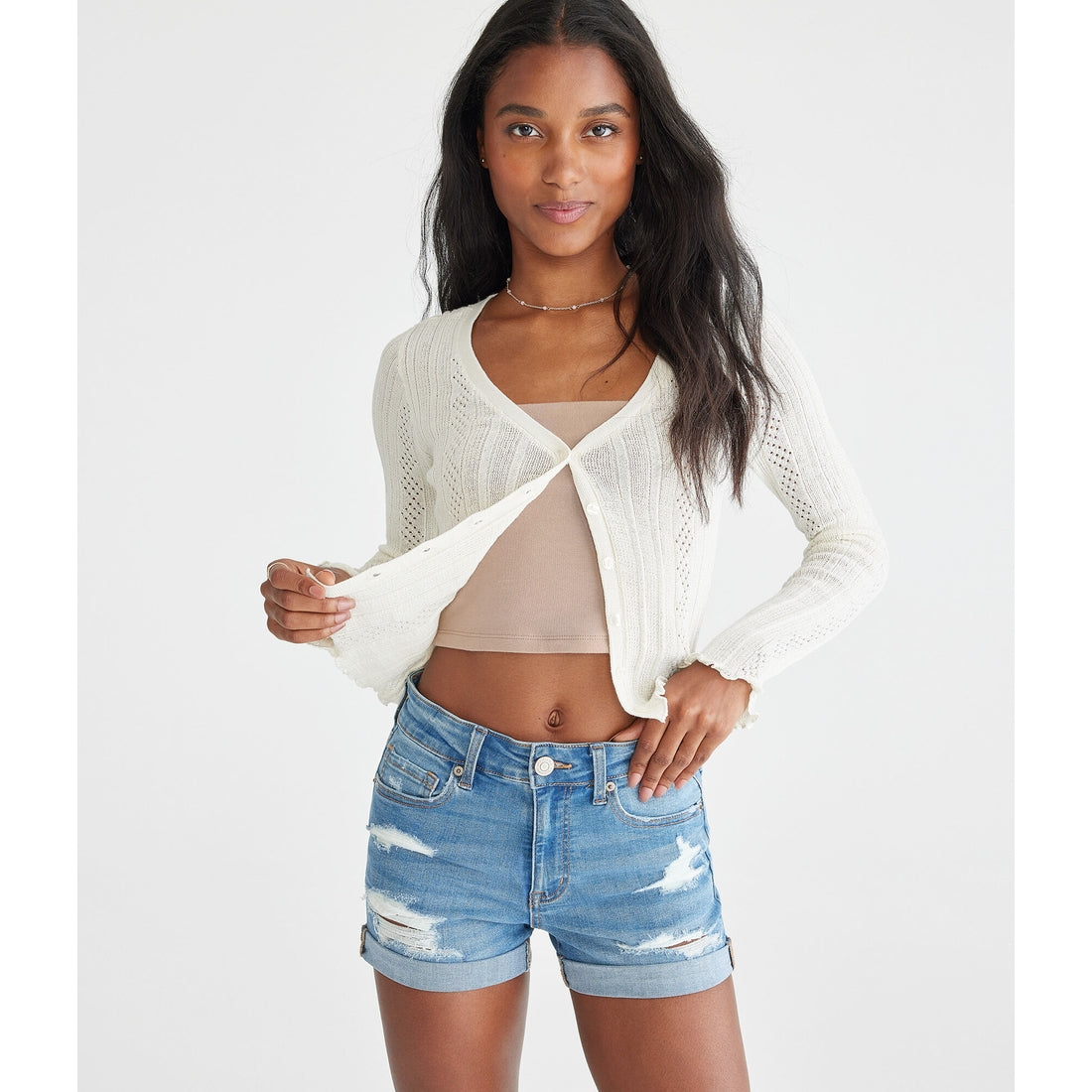 Premium Seriously Stretchy High-Rise Denim Midi Shorts