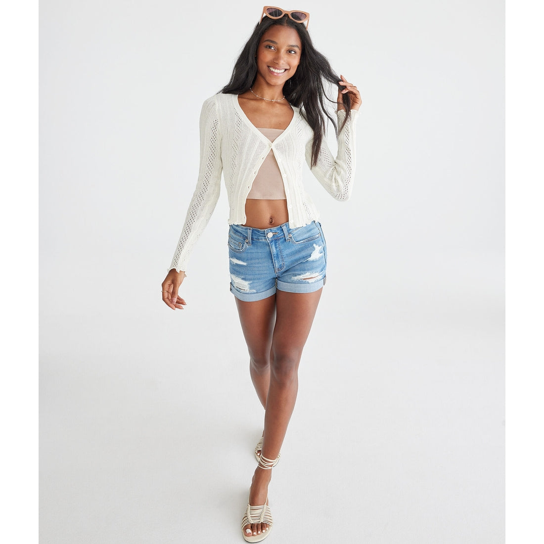 Premium Seriously Stretchy High-Waisted Denim Midi Shorts