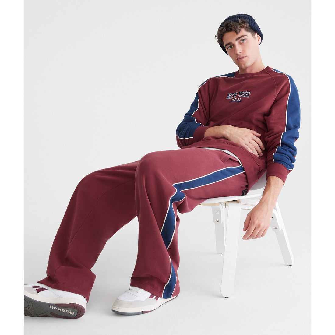 Aeropostale Mens' Colorblocked Stripe Straight Leg Sweatpants