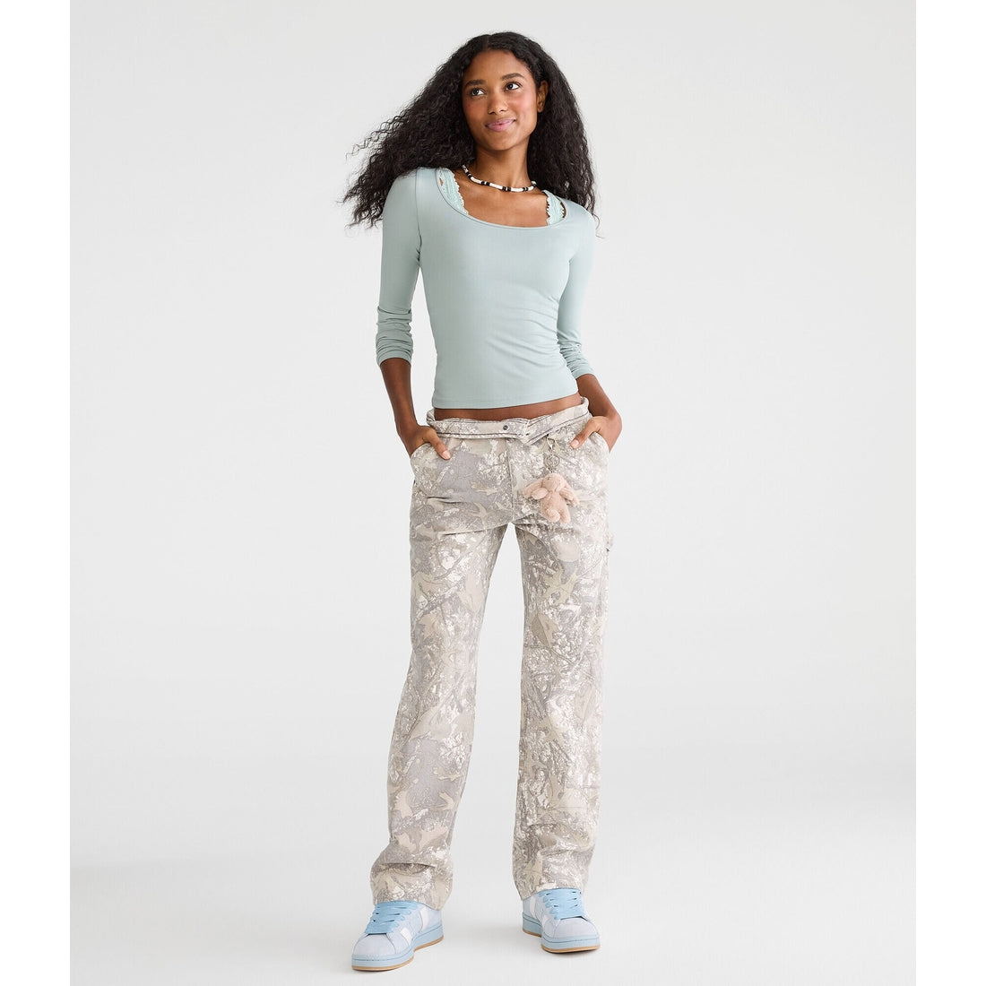 Aeropostale Womens' Long Sleeve Buttery Soft Scoop-Neck Tee