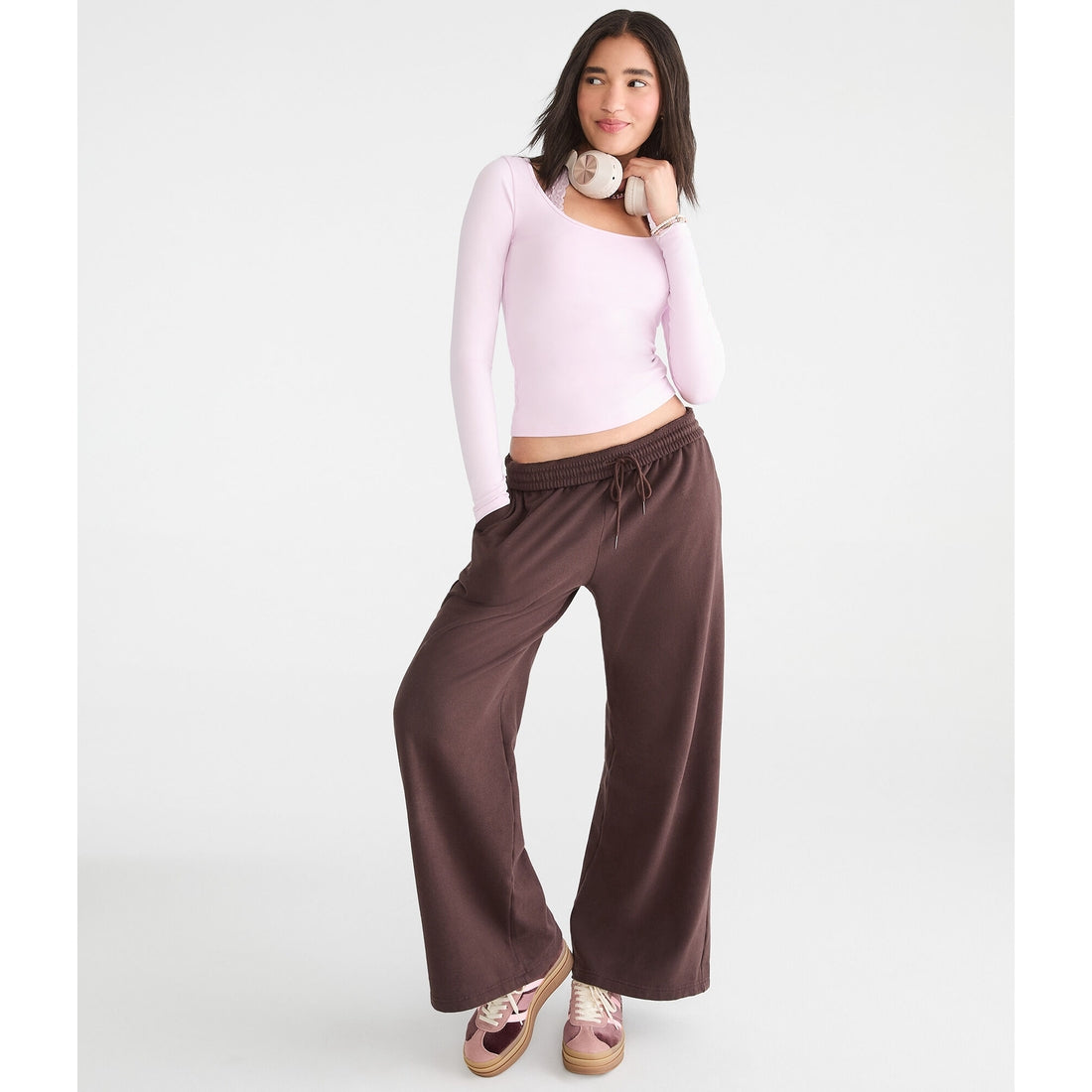 Aeropostale Womens' Long Sleeve Buttery Soft Scoop-Neck Tee