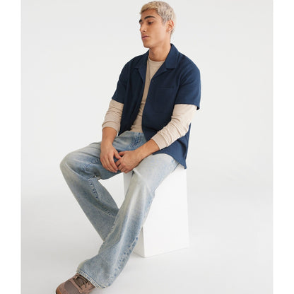 Aeropostale Mens' Short Sleeve Textured Shirt