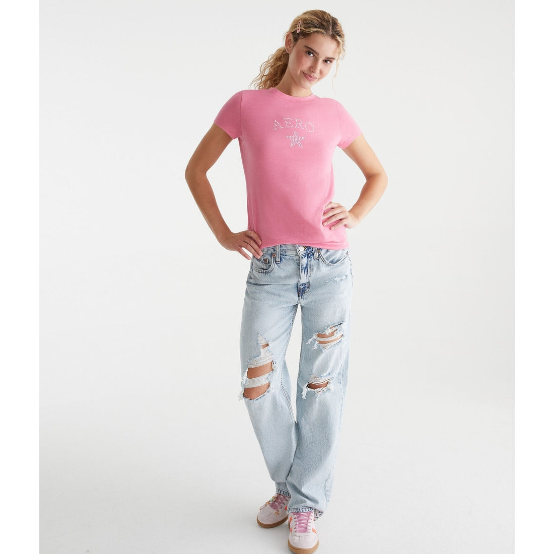 Aeropostale Womens' Rhinestone Star Graphic Tee