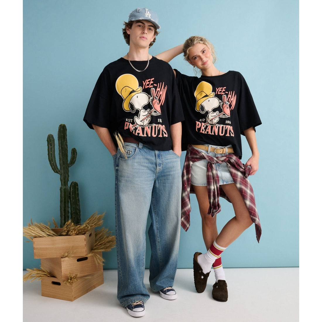 Aeropostale Mens' Peanuts® | Aeropostale Western Snoopy Yee-Haw Boxy Graphic Tee